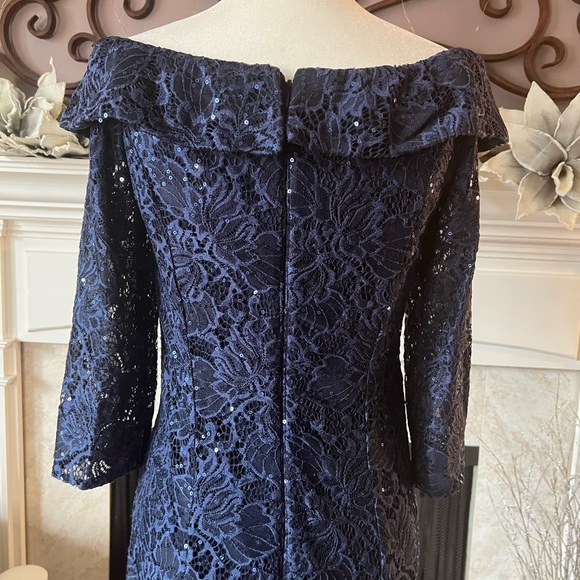 Alex Evenings Off the Shoulder lace and Sequence Dress, Navy, Size 8, NWT - Picture 10 of 15